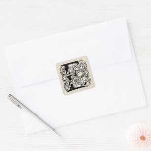 Sticker Carré Monogramme lettre E Impression vintage nœud celtiq