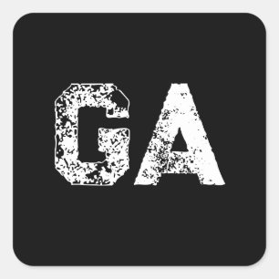 Sticker Carré Monogramme Lettres Initiales Noir Blanc Simple