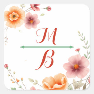 Sticker Carré Monogramme   Mariage automne