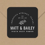 Sticker Carré Monogramme Mariage de fleurs modernes<br><div class="desc">Autocollants personnalisés imprimés de faveur de mariage personnalisés avec votre monogramme, date de mariage et message de remerciement. Ce design rustique moderne de style logotype possède une tige florale simple et une typographie mixte. Utilisez les outils de conception pour choisir les polices et les couleurs que vous aimez ou télécharger...</div>