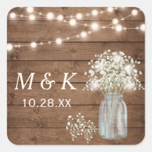 Monogramme Mariage floral Rustique Wood Baby's Bre