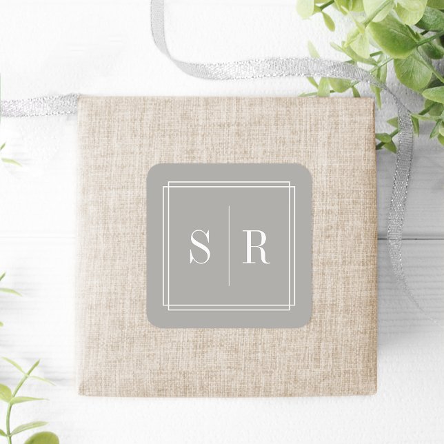 Sticker Carré Monogramme Mariage gris (Créateur téléchargé)