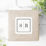 Sticker Carré Monogramme Mariage noir et blanc<br><div class="desc">Les autocollants monogrammes de mariage classiques et élégants sont parfaits pour sceller vos enveloppes d'invitation,  faveurs et plus encore. Le design chic et simple présente vos initiales,  monogrammes ou duogrammes encadrés par une fine bordure géométrique en noir classique. Conçu pour coordonner avec notre collection de mariages intemporels.</div>