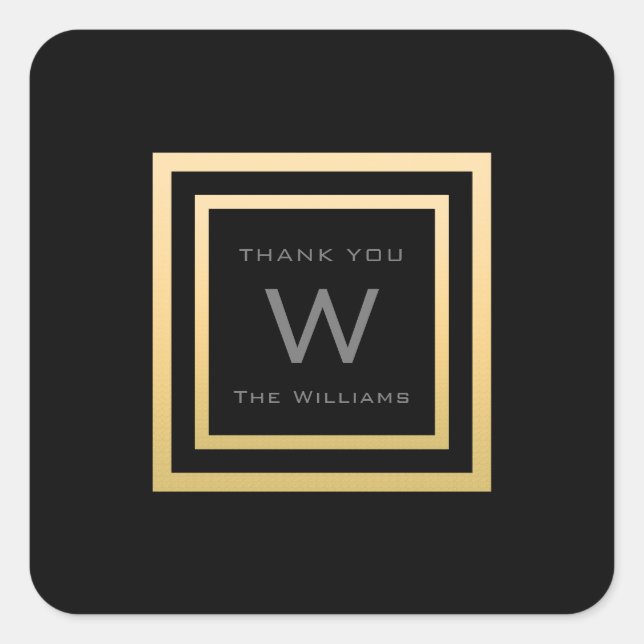Sticker Carré Monogramme Merci Gold Frame Minimalisme VIP Mariag (Devant)