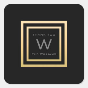 Sticker Carré Monogramme Merci Gold Frame Minimalisme VIP Mariag