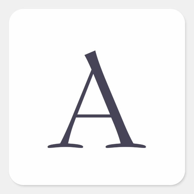 Sticker Carré Monogramme moderne élégant bleu clair initial (Devant)