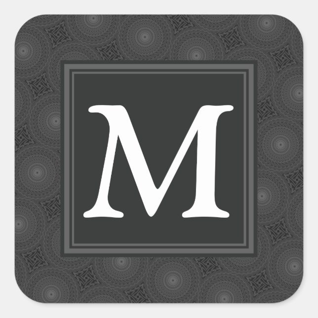 Sticker Carré Monogramme motif des cercles de charbon (Devant)