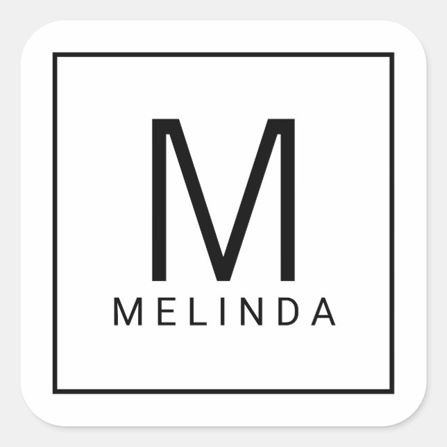 Sticker Carré Monogramme noir et blanc (Devant)