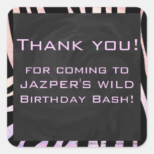 Sticker Carré Monogramme noir et rose Zebra