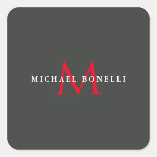 Sticker Carré Monogramme noir noir minimaliste moderne