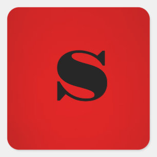 Sticker Carré Monogramme noir rouge élégant professionnel initia