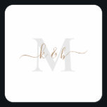 Sticker Carré Monogramme or et gris Swash Script II<br><div class="desc">Sticker Monogramme Or et Gris Moderne. Police combinée. Lave-toi. Simple. Carré. Arrondi.</div>