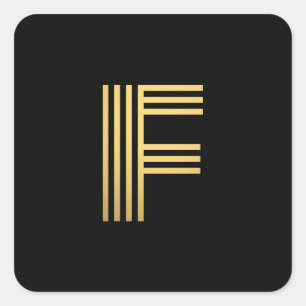 Sticker Carré Monogramme Or moderne