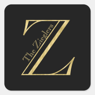 Sticker Carré Monogramme or Z et nom sur n'importe quelle couleu