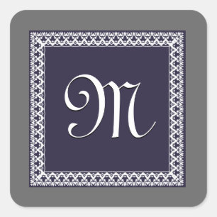 Sticker Carré monogramme ORNÉ PURPLE et GRIS