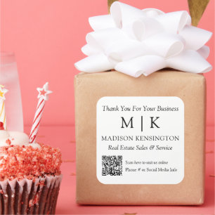 Sticker Carré Monogramme ou ajouter un logo Business QR Code Mer