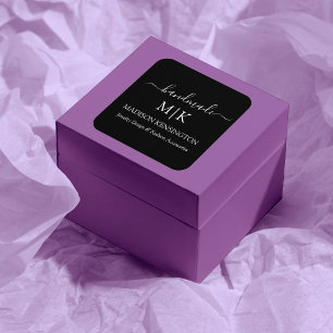 Sticker Carré Monogramme ou ajouter un logo noir d'entreprise fa