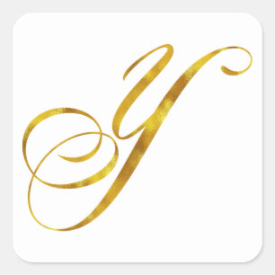 Sticker Carré Monogramme personnalisé Y Faux Monogrammes Gold F