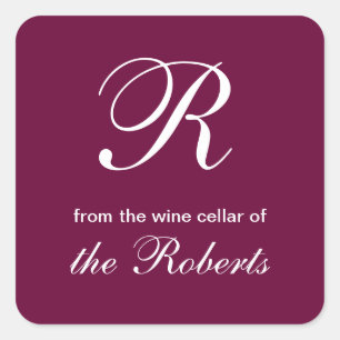 Sticker Carré Monogramme R de la cave à vin de Square Labels
