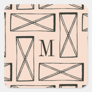 Sticker Carré Monogramme   Rectangle géométrique X Design