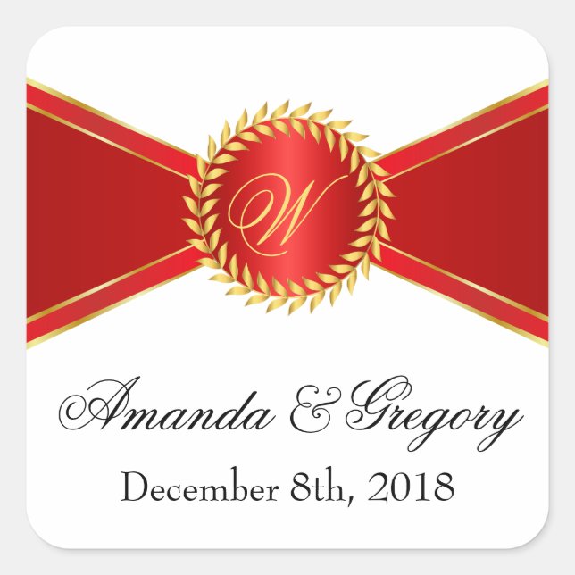 Sticker Carré Monogramme Red Elegance (Devant)