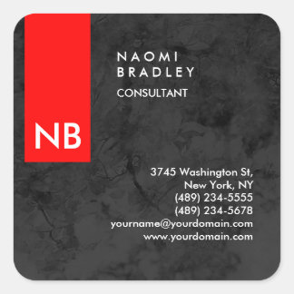 Sticker Carré Monogramme Red Grey Motif Moderne Consultant