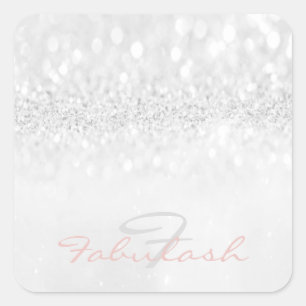 Sticker Carré Monogramme rose Parties scintillant étincelante Gr