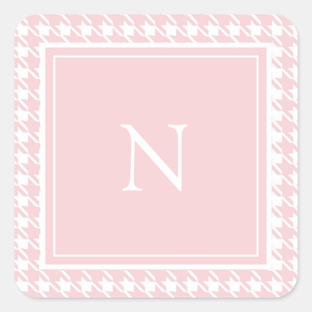Sticker Carré Monogramme Rose Pastel Coche de Chien  (Devant)