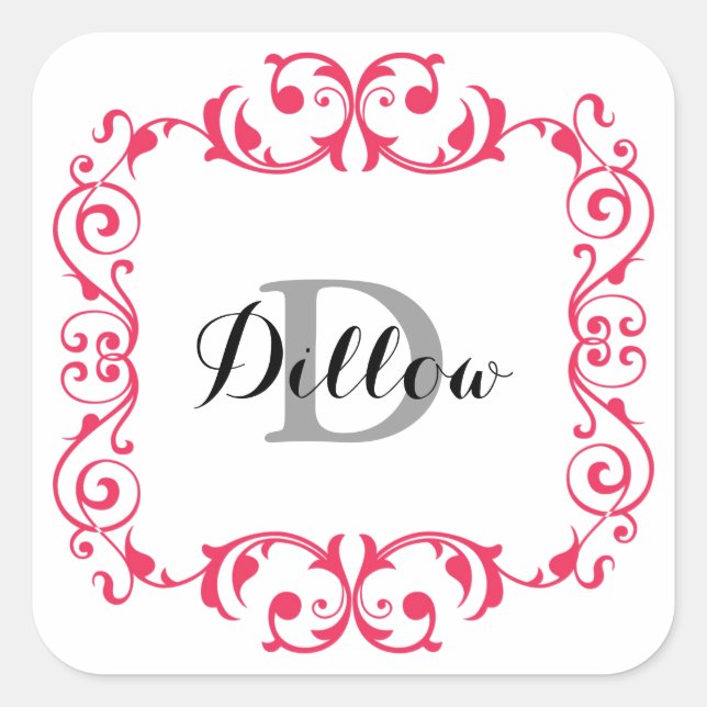 Sticker Carré Monogramme rouge (Devant)