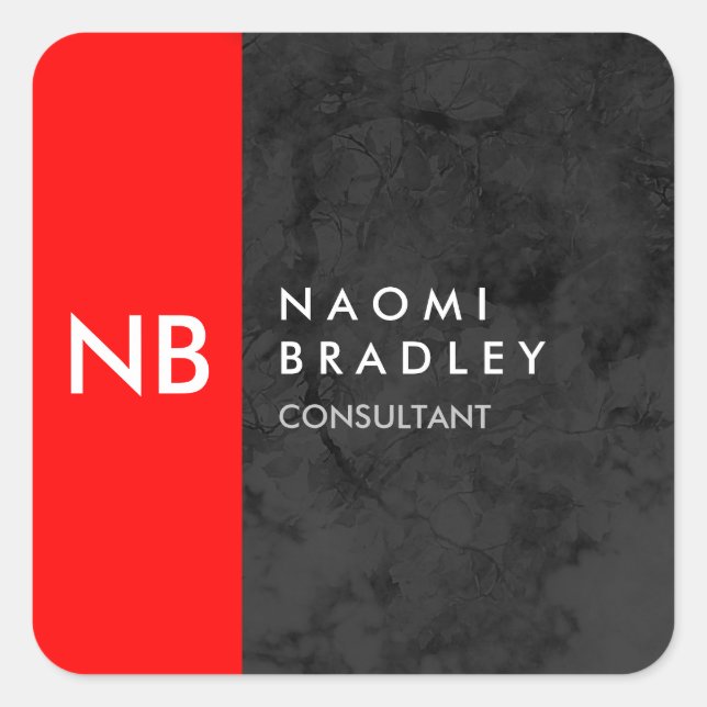 Sticker Carré Monogramme rouge gris Motif moderne (Devant)