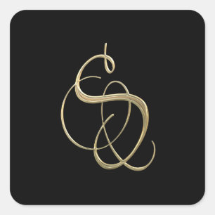 Sticker Carré Monogramme S initial d'or
