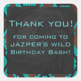 Sticker Carré Monogramme serpent impression Brown et Turquoise