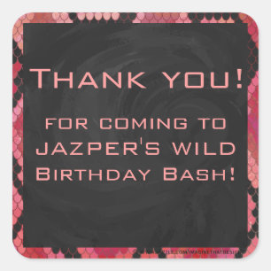 Sticker Carré Monogramme serpent noir et rouge imprimé