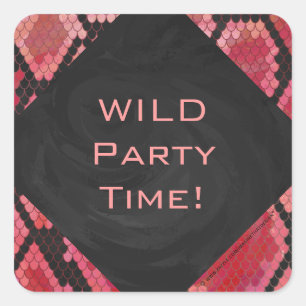 Sticker Carré Monogramme serpent noir et rouge imprimé