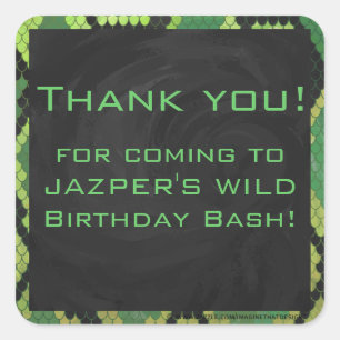 Sticker Carré Monogramme Serpent vert et noir