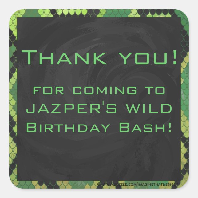 Sticker Carré Monogramme Serpent vert et noir (Devant)