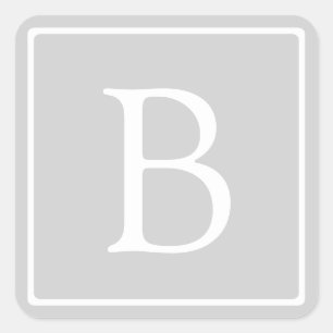 Sticker Carré Monogramme simple gris clair