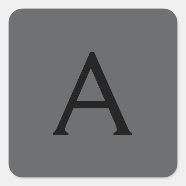 Sticker Carré Monogramme simple gris classique Ajouter un nom in (Devant)