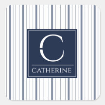 Monogramme Style été Blanc nautique et bleu marine