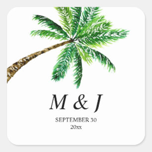 Sticker Carré Monogramme Tropical Summer Palm Tree
