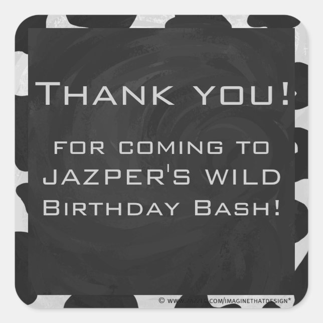 Sticker Carré Monogramme vache noir et blanc (Devant)