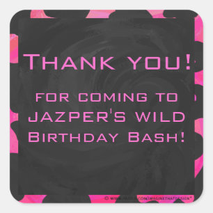 Sticker Carré Monogramme vache rose chaud et noir