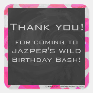 Sticker Carré Monogramme Vache rose et blanc chaud