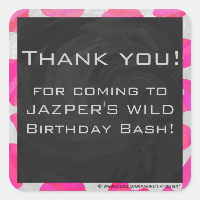 Sticker Carré Monogramme Vache rose et blanc chaud (Devant)