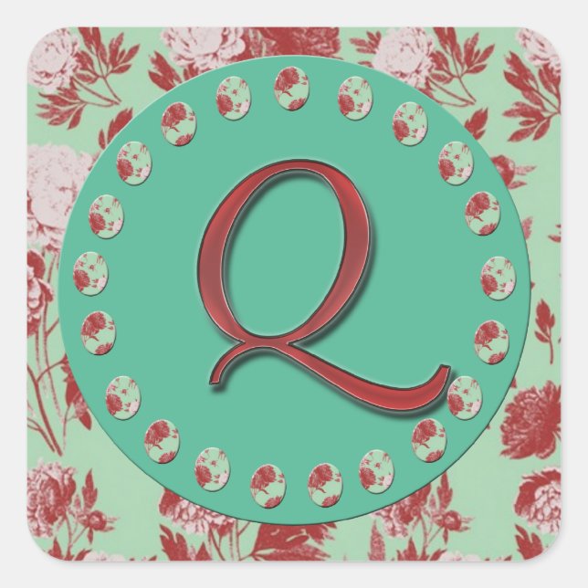 Sticker Carré Monogramme vintage Q (Devant)