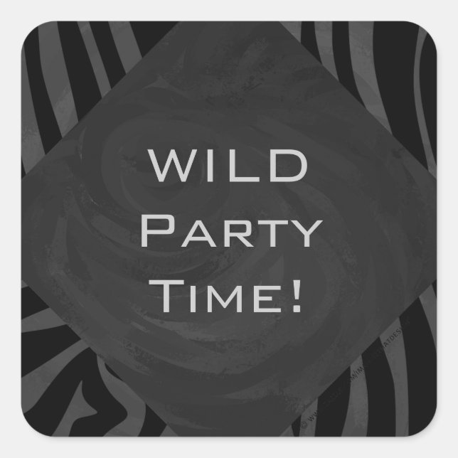 Sticker Carré Monogramme Zebra Noir et gris (Devant)