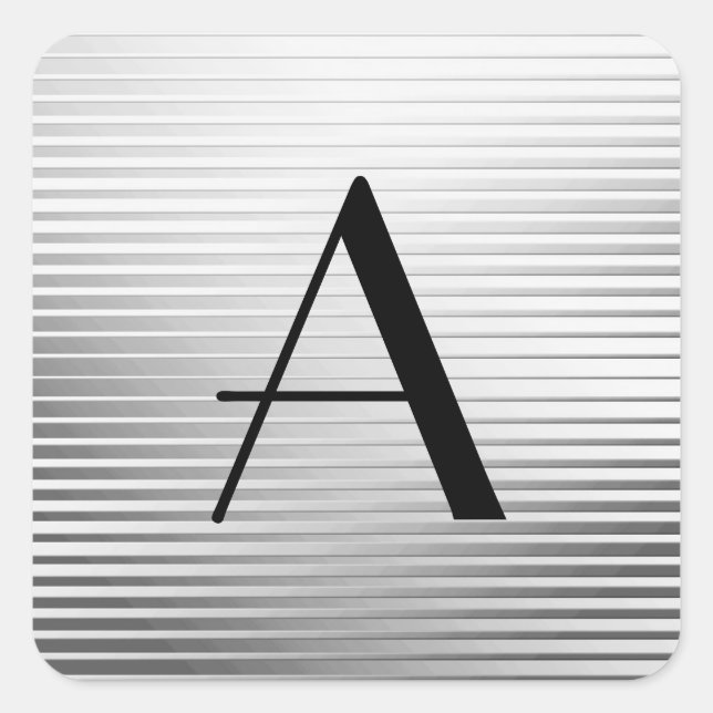 Sticker Carré Monogrammes Art Déco Satin Argent (Devant)