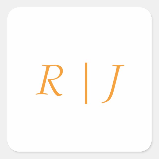 Sticker Carré Monogrammes Orange Citrouille Mariage Automne (Devant)