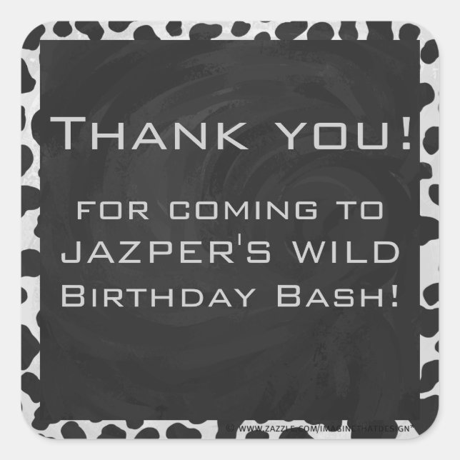 Sticker Carré Monographie dalmate noir et blanc (Devant)