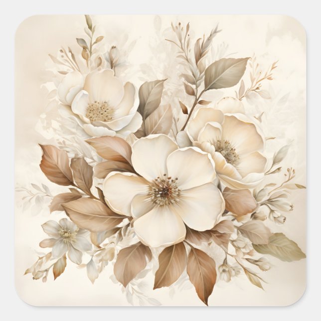 Sticker Carré Monotone Brown Rose Mariage (Devant)